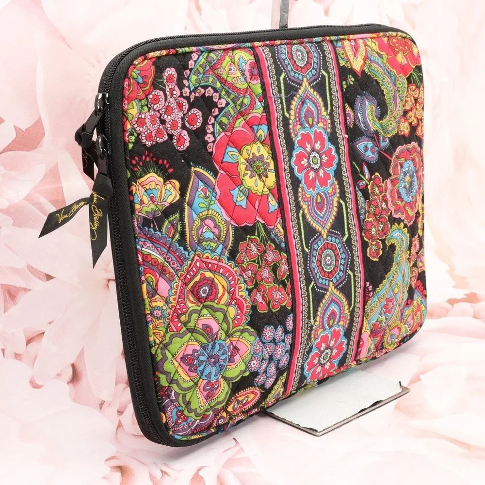 Vera Bradley Laptop Sleeve Case Zip Top Quilted Floral Paisley Multicolor